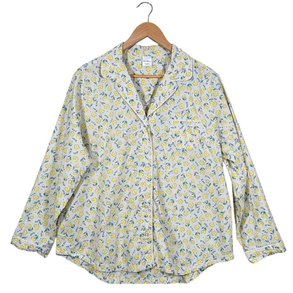 Hanna Andersson Pima Cotton Floral Sleep Shirt Pajama Top Large Lounge Comfy